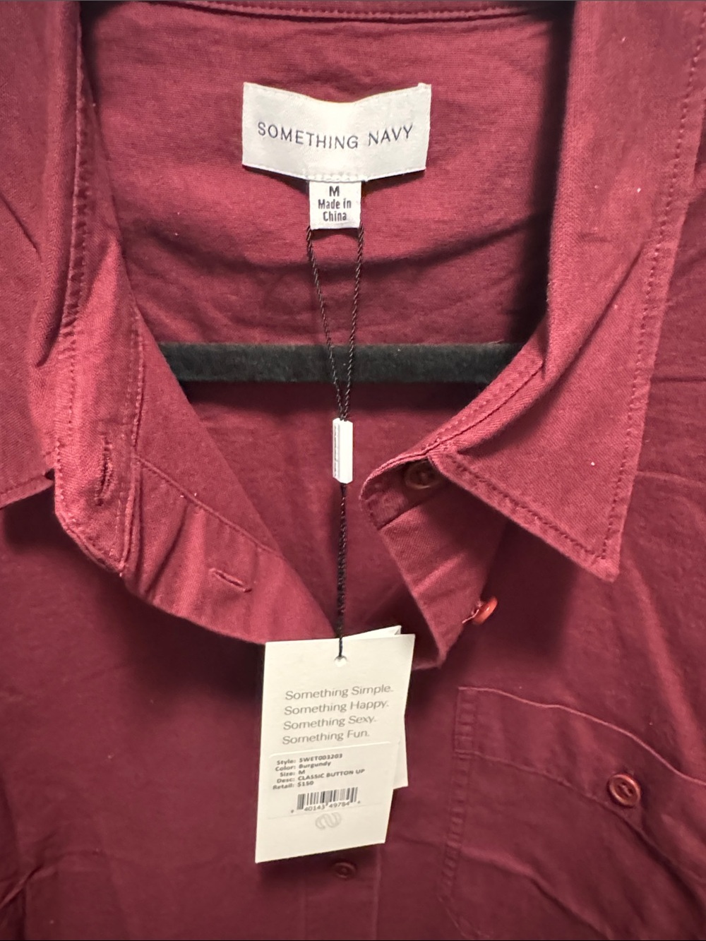 🆕 Something Navy Women’s Oversized Long-Sleeve Button-Down Burgundy Shirt M NWT🔥 - Picture 2 of 4